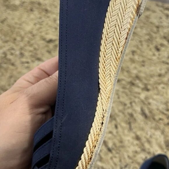 Vintage Evan Picone Women’s Espadrilles 6.5M Navy Canvas Flats Peep Toe Spain - Picture 3 of 10